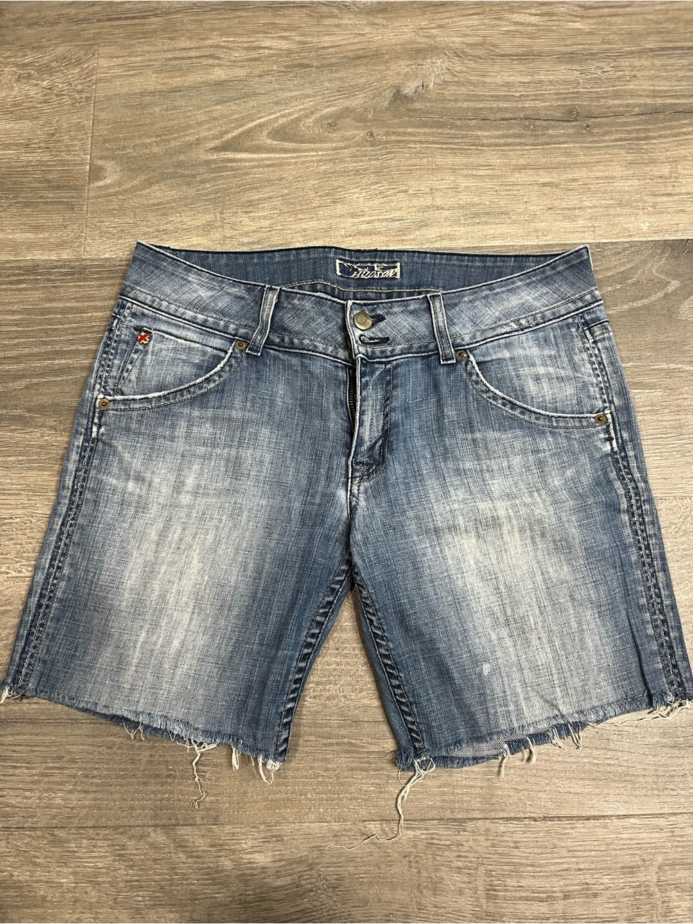 Hudson Jeans Men’s Light Blue Distressed Denim Shorts